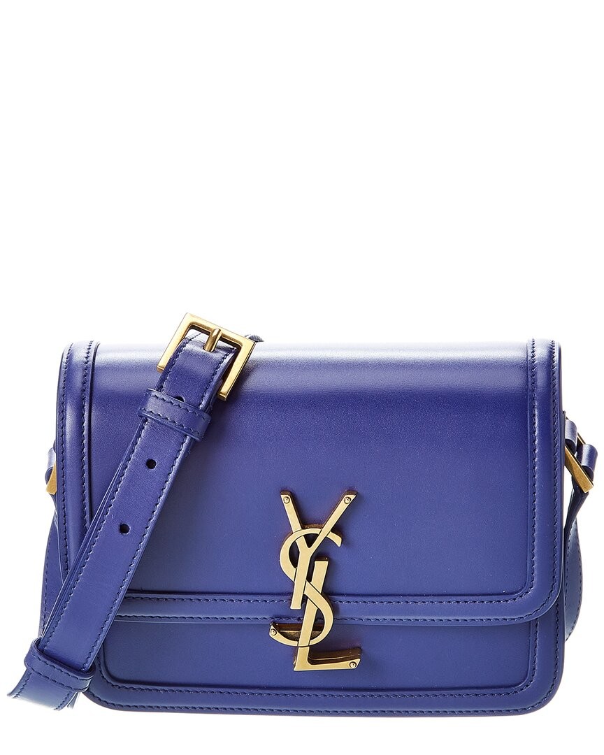 Saint Laurent Solferino Box Borsa a tracolla piccola in pelle donna blu