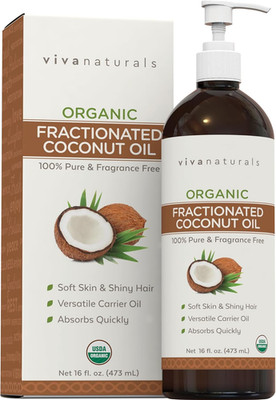 Organic Fractionated Coconut Oil, 16 Fl Oz   Skin & Hair Moisturizer, Massage Oi
