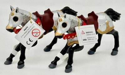 2001 PAPO Lot of 2 Knight Joust Training Horses (NEW) RETIRED