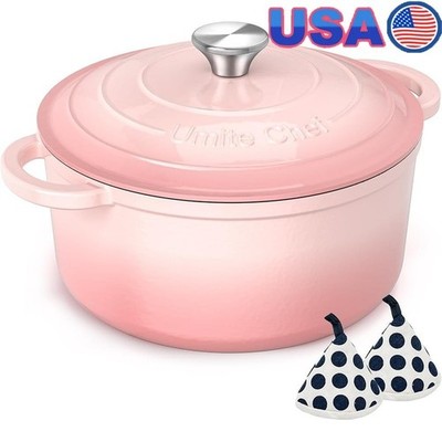 Enameled Cast Iron Dutch Oven 5QT Non-Stick Even Heat Cooking Essential New