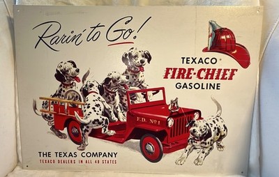 RARIN TO GO! VINTAGE 1990s  TIN TEXACO FIRE-CHIEF SIGN ~ RETRO ADVERTISING! COOL