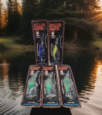 NOS Vintage 1986 Killer Baits Super Strong Shiner Shad Green 5" Fishing Lure Lot