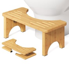 Squatting Potty for Adults Foldable, 7In Bamboo Toilet Stool Squat Adult and ...