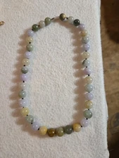 Type A Mixed Colour Jade Jadeite Necklace 14k GF Clasp Vintage Stunning Piece