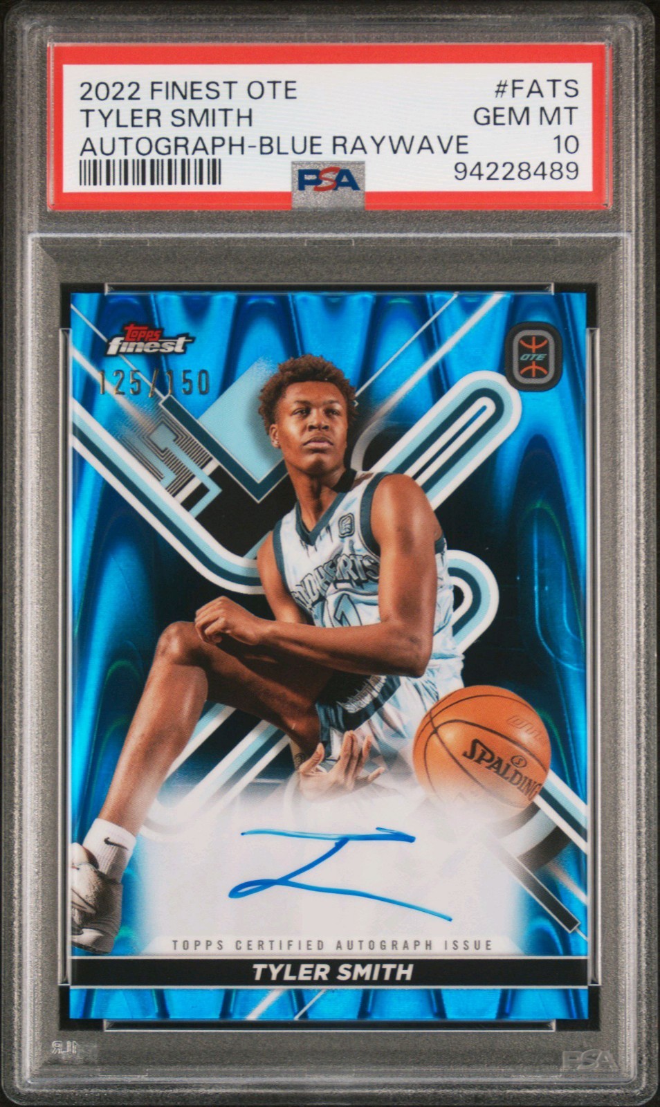 Tyler Smith - PSA 10 AUTO #/150 - 2022 Topps Finest OTE Rookie RC - BLUE RAYWAVE