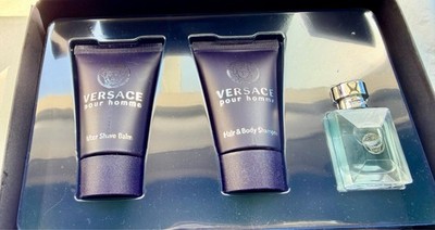 Versace Pour Homme ManHair & Body Shampoo,  mini Toilette, After Shave Balm Set