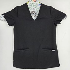 Figs Scrub Top Womens XXS Casma Three Pocket Technical Uniforms Black