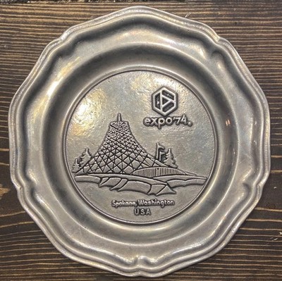 Vtg Wilton Pewter EXPO '74 WORLD'S FAIR Plate Spokane Wa Souvenir 7  Memorable