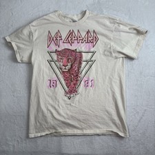 Def Leppard 1981 Tour Beige Short Sleeve Graphic Shirt Men's Large