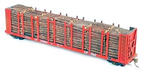 HO WALTHERS - CANADIAN PACIFIC 62' BULKHEAD FLAT w/PULPWOOD - "USED & WEATHERED"