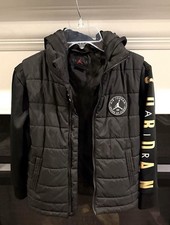Air Jordan Boys Jacket Sz Small Black Puffer Hooded Full Zip Jumpman Lined