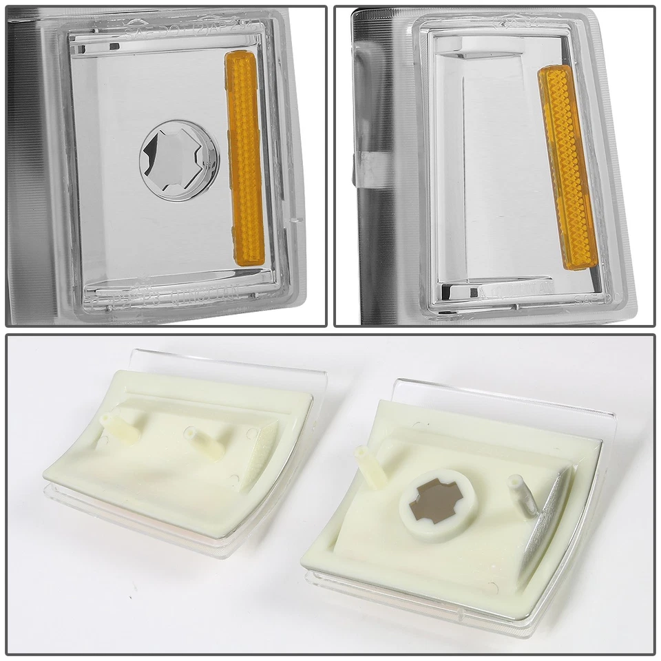 PARA 94-00 GMC C10 C/K SUBURBANO CROMO CARCASA ÁMBAR ESQUINA FARO PARACHOQUES LÁMPARA Foto 4 de 4