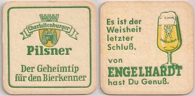 Engelhardt Charlottenburger Pilsner - old beer mat beer felt ''wisdom''