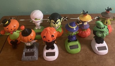 Solar Powered Dancing Pumpkin Witch Scarecrow Frankenstein Mummy Lot Of 9