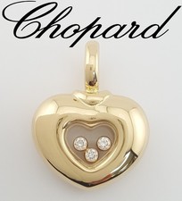 Chopard Round Diamond Puffed Heart Charm Pendant 18K Yellow Gold 0.12 ct 9.5 Gr