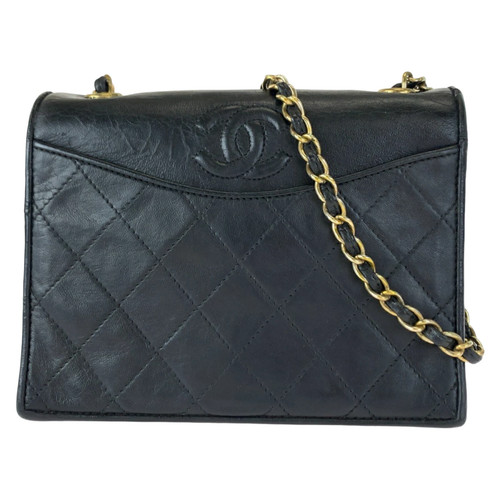 Chanel Matelasse Single Flap Coco Black Lambskin Chain Shoulder Bag Pochette r0_