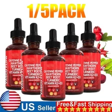 Cayenne Pepper Hawthorn Beet Root Turmeric Vitamin K2+D3 Liquid Drops 60ML