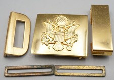 Vintage Army Officer Brass Belt Buckle Parts Lot Of 5