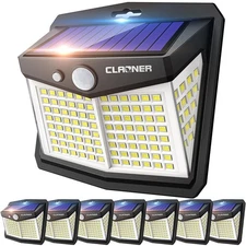 CLAONER Solar Lights Outdoor, [128 LED/8 Packs] Solar Motion Lights 3 Working...
