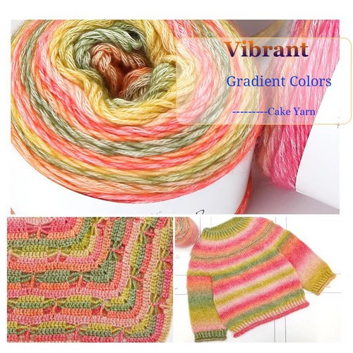 Yarn for Crocheting-Gradient Cake Yarn Ombré with Vibrant Colors-4x100g 60% C... - Picture 5 of 7