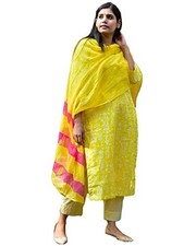 GoSriKi Women's Cotton Blend Straight Printed Kurta with Pant  Dupatta