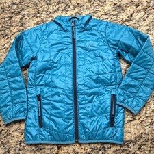 L.L. Bean Kids PrimaLoft Packaway Hooded Jacket Teal Blue Size M 5-6 Puffer
