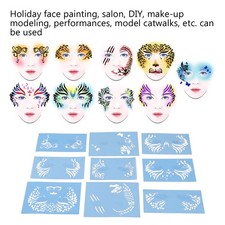 9pcs Face Painting Stencils Kit Washable Paint Template Stencils Template WT