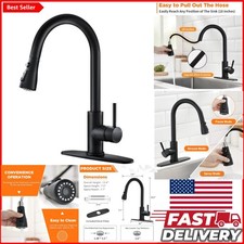 Single Handle Black Kitchen Sink Faucet with Pull Out Sprayer Lead-Free Design