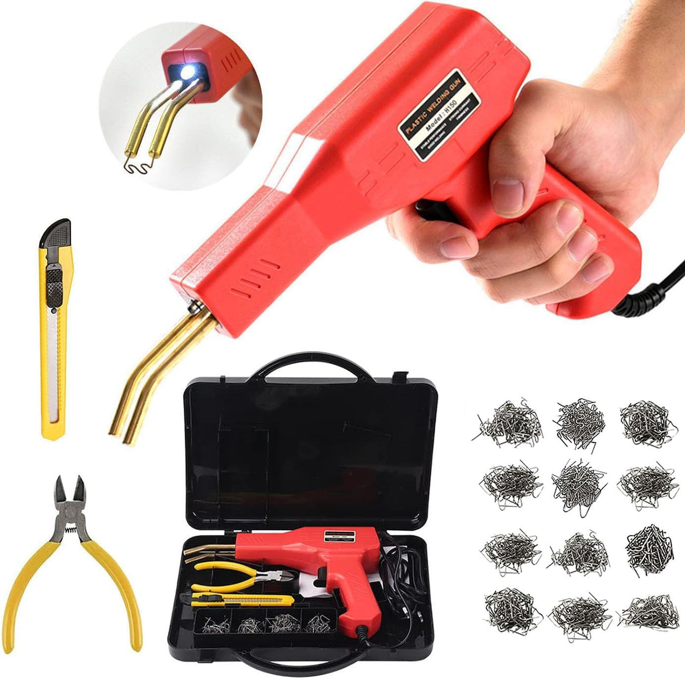 Saldatrice Plastica 150W Kit Riparazione Paraurti Auto 800 Graffette