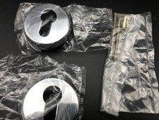 Chrome Round Euro Profile Keyhole Cover Escutcheon with fixings