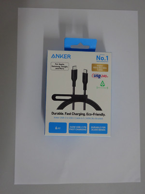 Anker 544 USB-C zu USB-C Kabel 1,8m (6ft) Bio-geflochten 240W Fast Charging NEU