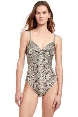 Gottex 299159 Women's Standard Python V-Neck One Piece, Safari, 38