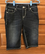 Silver Sz 27 Suki Bermuda Dark Wash Stretch Denim Jean Shorts EUC 29x14