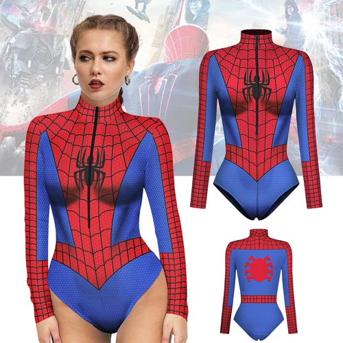 Women Black Venom Spiderman One Piece Jumpsuit Cosplay 3D Costume Tights - Picture 26 of 28