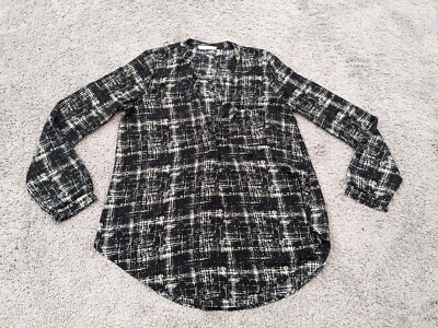 Lush Blouse Womens Small Long Sleeve V-Neck Black