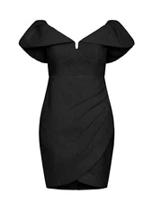 City Chic Off The Shoulder Dress - Black  - Plus Size