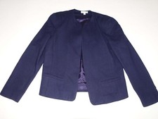 Talbots Women's Buttonless Blazer Jacket Size 4 Navy Blue 100 Wool USA Made EUC
