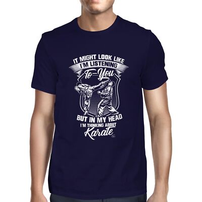 1Tee Herren T-Shirt I might look like I'm listening, I'm Thinking About Karate