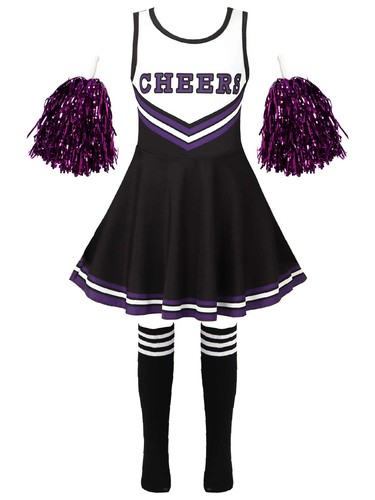 iEFiEL Cheer Leader Kostüm Mädchen Cheerleading Uniform Set Halloween Fasching - Picture 29 of 62