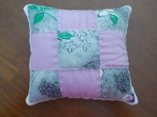 Vintage 1950 Quilted Pillow Machine Pieced Nine Square Quilt Block Muslin Back