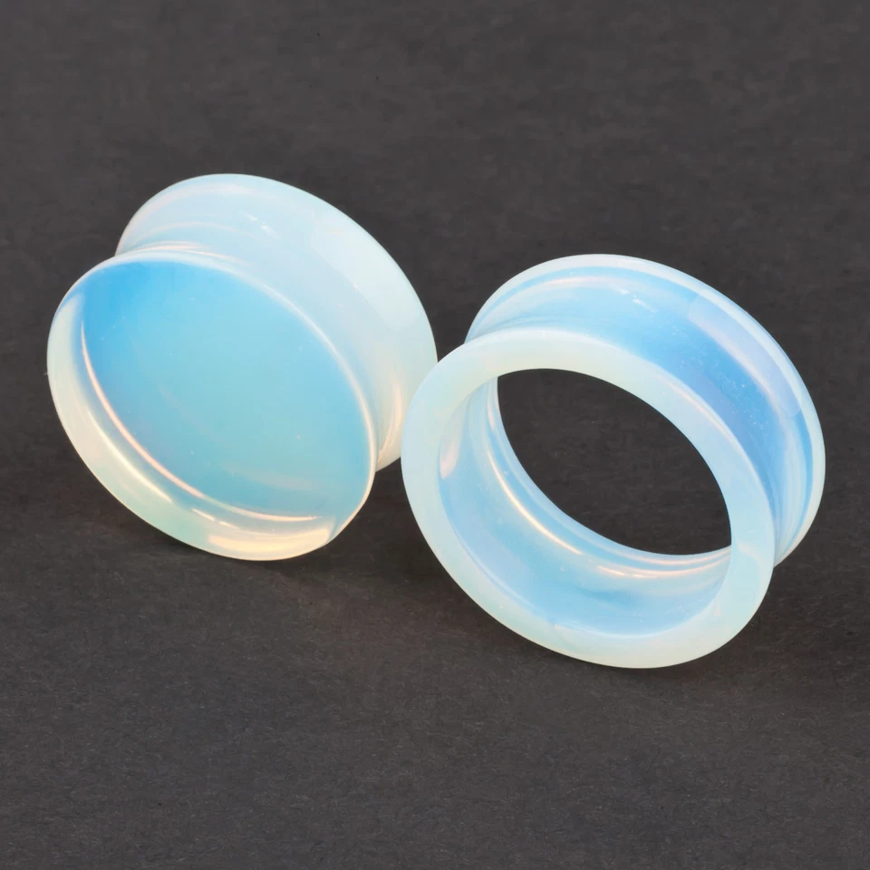 Flesh Tunnel Plug Opal double flared Regenbogen 4-22mm  Stein Glas Opalite  Z118 - Bild 2 von 2