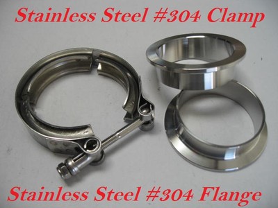 3'' inch Stainless Steel #304 V band Vban Clamp w/2 Flange Turbo Exhaust Down Pip