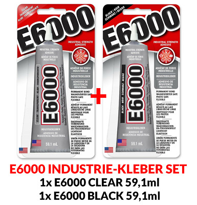 E6000 Clear & E6000 Black SET Zwei Tuben je 59,1ml Industrie Starker Alleskleber