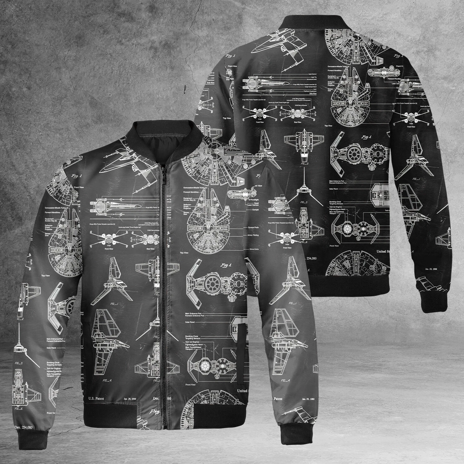 Star Wars Robots Characters Baseball Jacket for Father's Day