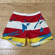 Vintage 70s Sun Country Surfwear Men&rsquo;s Board Shorts Red White Yellow Size Medium