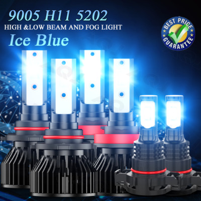 6x Blue LED Headlight Fog Light Bulbs For Chevy Silverado 1500 2500HD 2007-2015