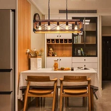 Airposta Kitchen Island Lighting, 33.5-Inch 5 Lights Farmhouse Linear Chandelier