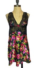 Victorias Secret Slip Chemise Dress Polka Dot Floral Lace Satin Lingerie Medium