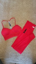 Victoria's Secret PINK Seamless Sport Bra  Legging Set Red Size S