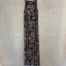 INC Halter Style Maxi Dress Black and White Paisley Women's Size XS